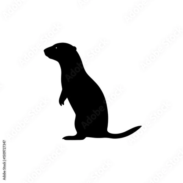 Obraz A Detailed Black Silhouette Vector Graphic Featuring a Standing Prairie Dog Side View