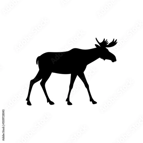 Obraz Basic Side View of a Moose Walking Black Silhouette Vector Clip Art Illustration