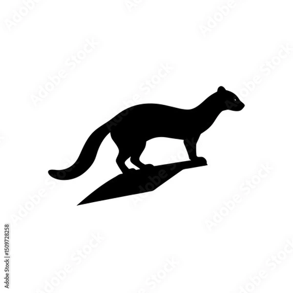 Fototapeta Basic Side View of a Marten Climbing Black Silhouette Vector Clip Art Illustration