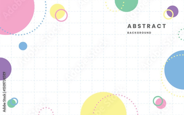 Obraz Colorful Pastel Abstract Geometric Background with Grid and Circles. Cute Minimal Design for Kids or Presentation.