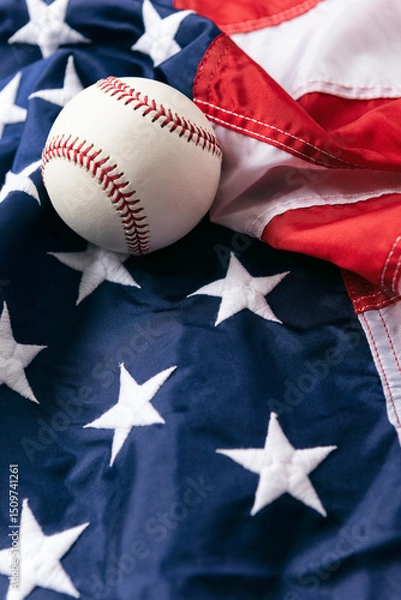 Obraz American Flag And Baseball Background