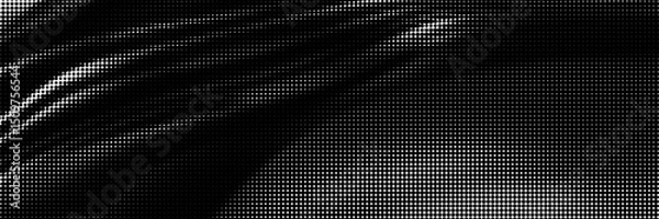 Fototapeta Rough halftone grange backdrop with light wave overlay texture. Horizontal vector modern banner. Geometric retro print.
