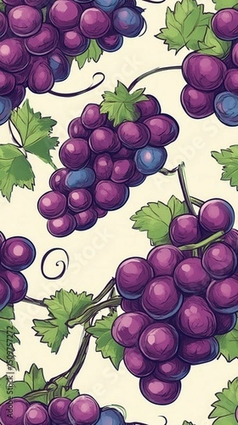 Fototapeta Stunning Grape Pattern for Versatile Design Projects Seamless Background, Food Industry, and Creative Arts