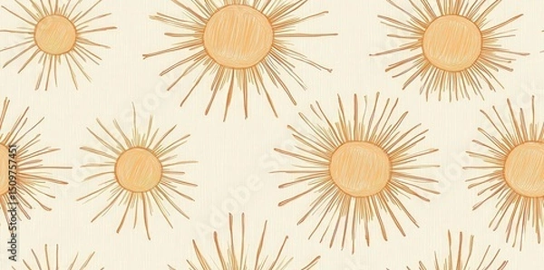 Fototapeta Seamless sun pattern for summer themes, graphic design and creative projects