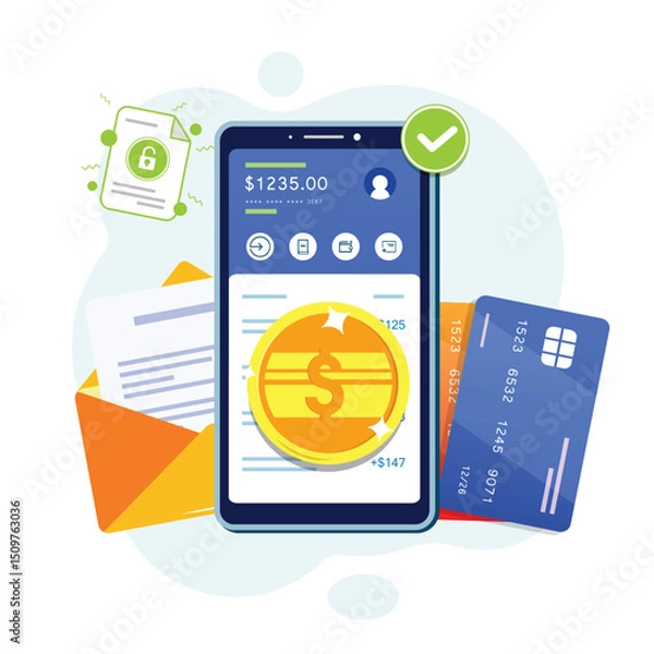 Fototapeta Financial App With Document Protection