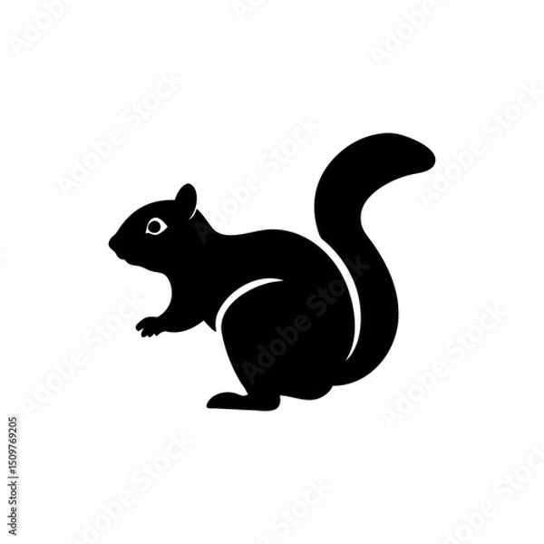 Fototapeta Chipmunk silhouette, vector silhouette of an animal on a white background