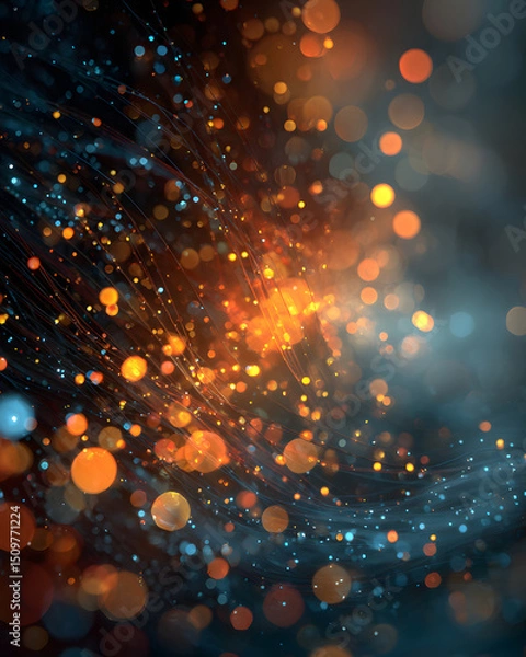 Fototapeta Colorful abstract light patterns with bokeh effects.