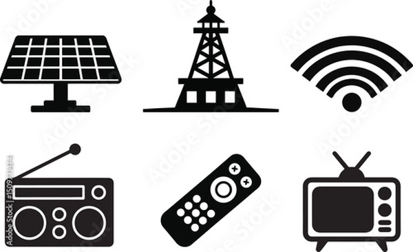 Fototapeta communication icons set, Social Network and Media Silhouette Vector Icon Set.