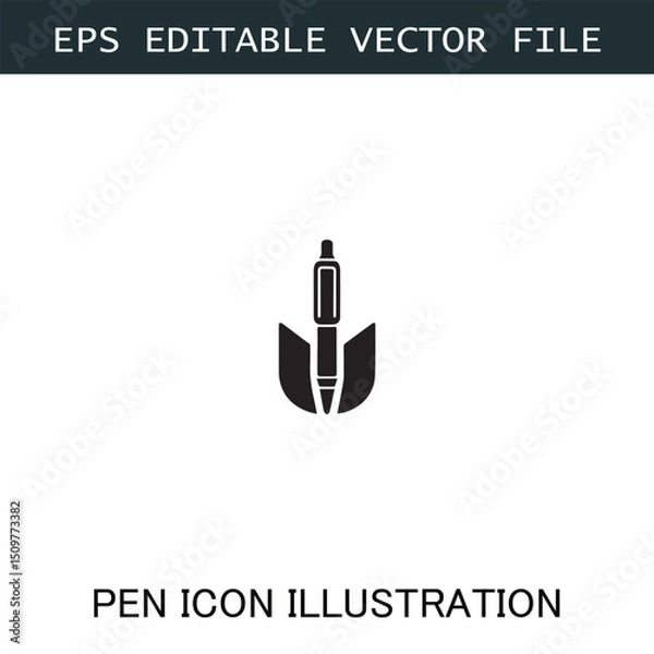 Fototapeta Pen Icon Logo Vector Image in Black and White for Stationery Branding and Graphic Design

