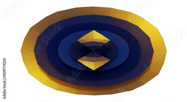 Fototapeta Abstract Oval Shape with Layers of Blue and Gold