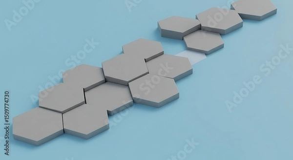 Fototapeta Gray Hexagon Pattern on Blue Background