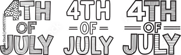 Fototapeta Modern Bold 4th of July Vector with Clean Sparkle Design, Modern Independence Day Typography Design, Bold 4th of July Vector with Sparkles and Stars