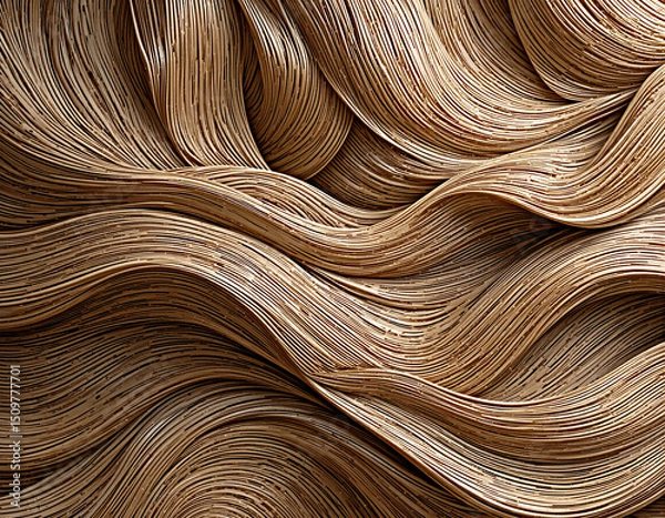 Fototapeta Abstract Brown Wooden Waves Background Texture