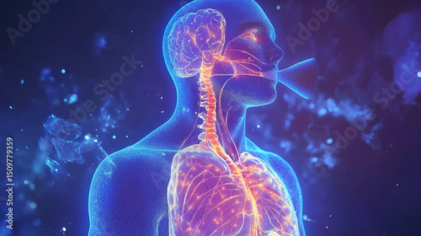 Obraz human respiratory system and oxygen animation