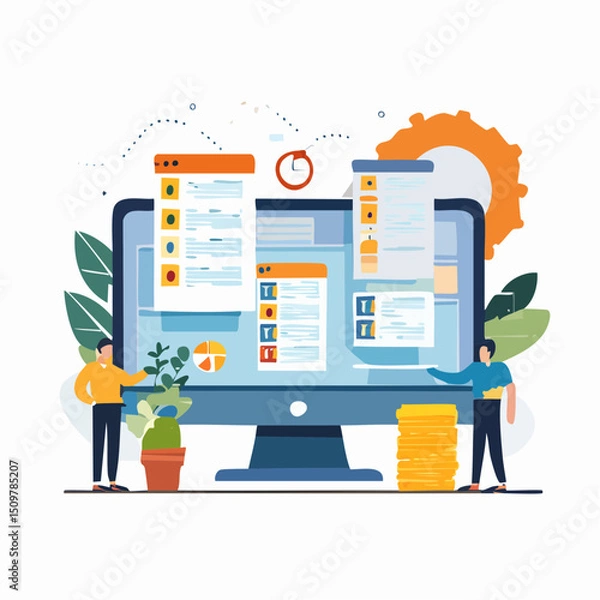 Obraz A colorful and clear vector of software used for organizing tasks and projects, perfect for business and startup themes.