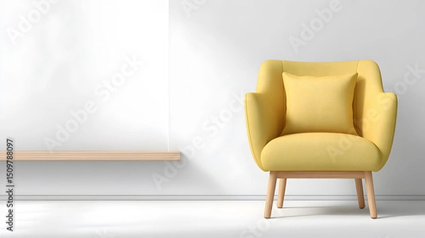 Obraz a stylish yellow armchair in a well-lit room, creating a bright and inviting atmosphere