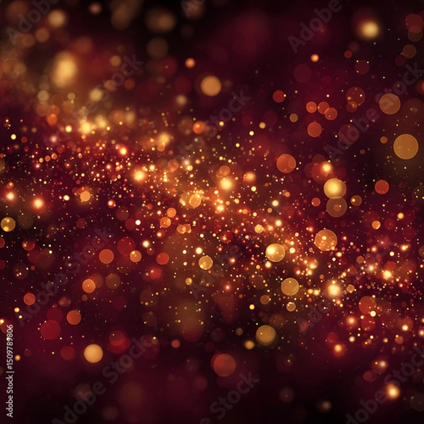 Fototapeta Abstract bokeh lights in warm tones creating a festive atmosphere.