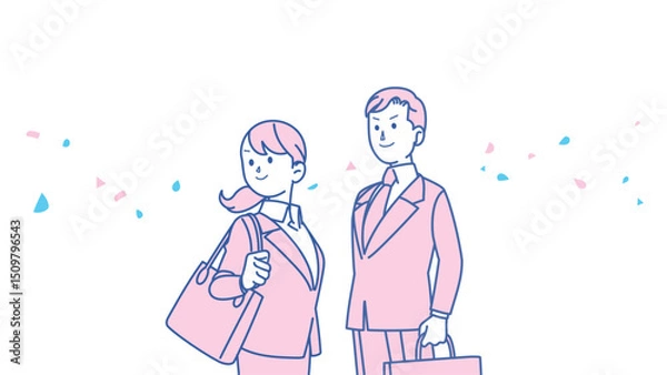 Obraz スーツ姿の男女のイラスト
