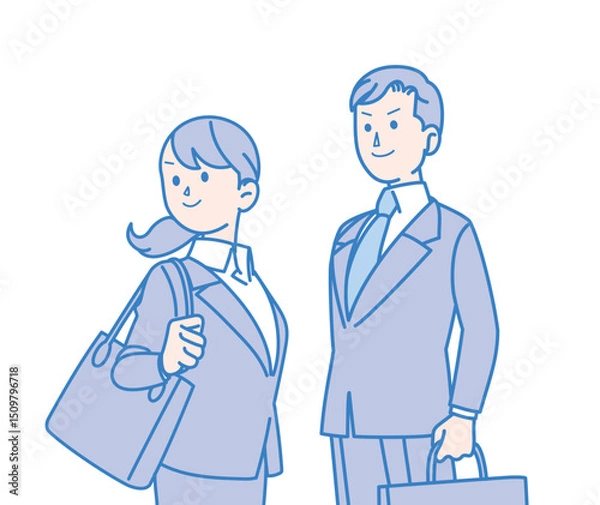Obraz スーツ姿の男女のイラスト