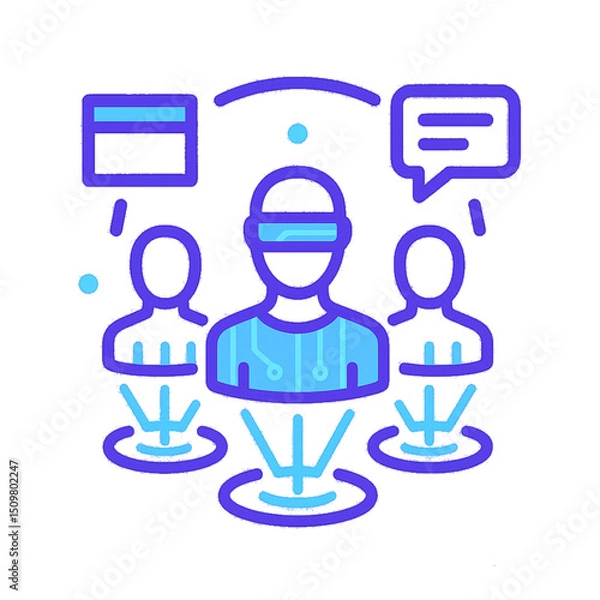 Fototapeta Holographic Meeting Icon – Futuristic Virtual Collaboration Symbol