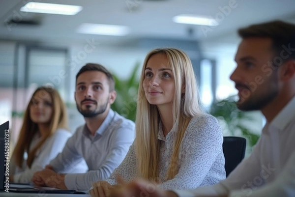 Fototapeta Group of business people and software developers working as a team in office