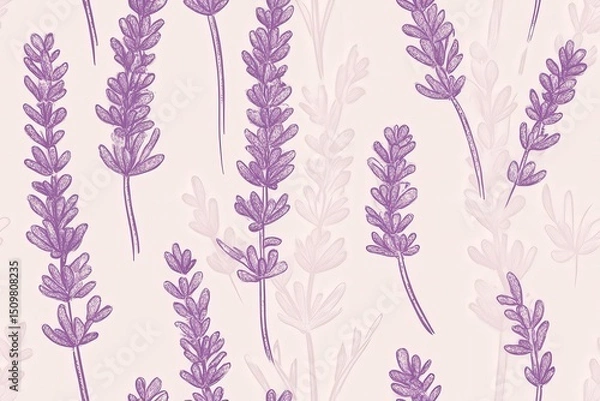 Fototapeta Beautiful Floral Pattern Illustration of Lavender Plant, Perfect for Textile Design and Creative Projects