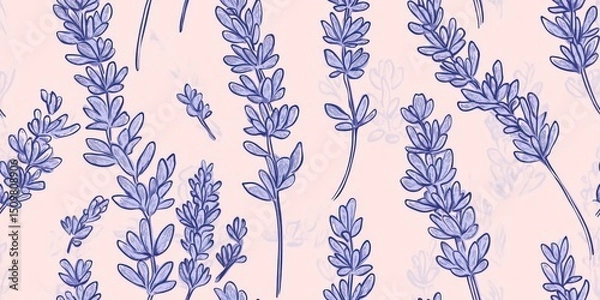 Fototapeta Delicate Lavender Floral Pattern for Backgrounds, Textiles, and Packaging Design
