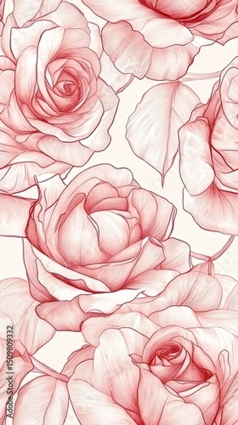 Fototapeta Elegant roses background pattern for textile, wallpaper, invitation card. Use this versatile backdrop for all your creative projects