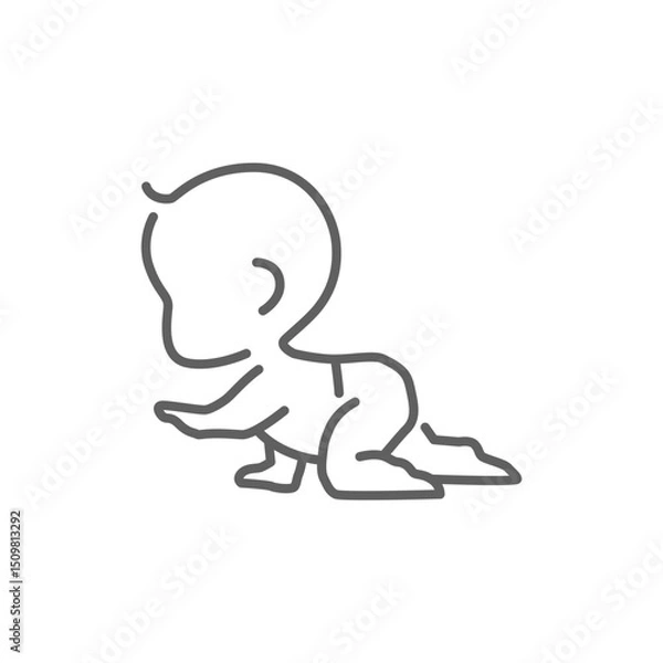 Obraz The baby is crawling line icon. Simple outline style. Toddler development. Early childhood.  Editable stroke