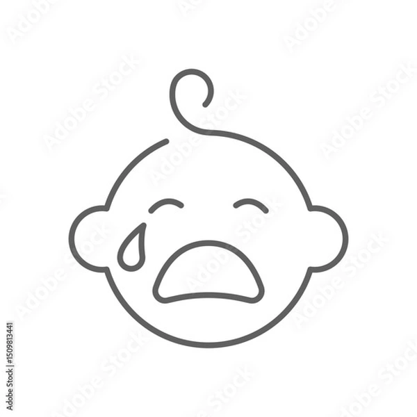 Obraz Crying baby boy line icon, outline sign, linear style pictogram isolated. Symbol, logo illustration. Editable stroke