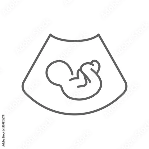 Obraz Ultrasound of fetus line icon. Concept of baby in womb mother, pregnancy and health, examination procedure of embryo, placenta, umbilical cord. emblem for gestational center. Editable stroke