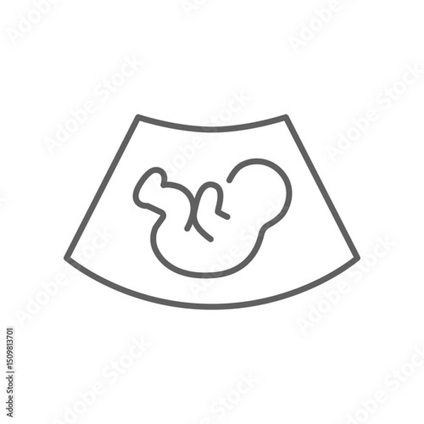 Obraz Ultrasound of fetus line icon. Concept of baby in womb mother, pregnancy and health, examination procedure of embryo, placenta, umbilical cord. emblem for gestational center. Editable stroke