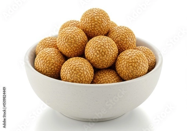Obraz Sesame balls in a bowl isolated on transparent background