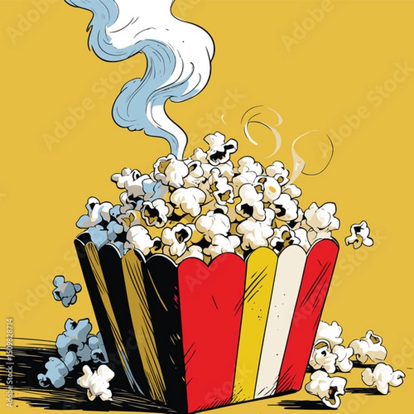 Obraz comic style popcorn illustration for graphic design
