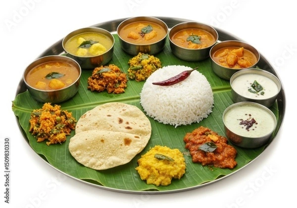 Obraz South indian thali meal isolated on transparent background