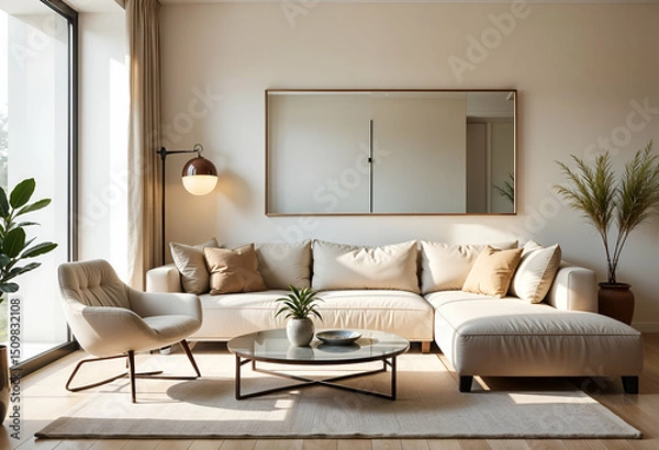 Fototapeta hyper realistic morden living room a interior design a luxury home room a generative ai. 
