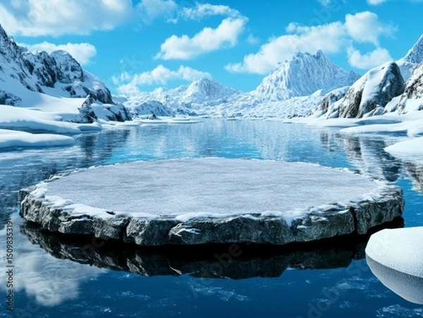 Obraz Arctic Winter Landscape Frozen Lake Ice Platform Background