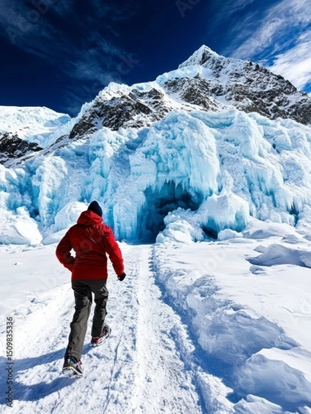 Obraz Adventurous Hike Towards a Majestic Glacial Cave in the Himalayas