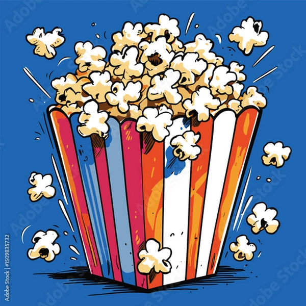 Obraz comic style popcorn illustration for graphic design