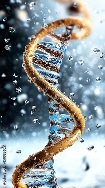 Obraz DNA Double Helix Structure in Water Molecular Biology Concept