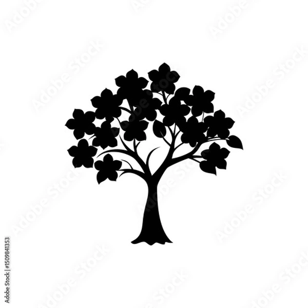 Fototapeta Dogwood silhouette, vector silhouette of a tree on a transparent background
