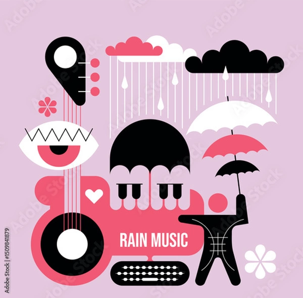 Obraz Rain Music Vector Illustration
