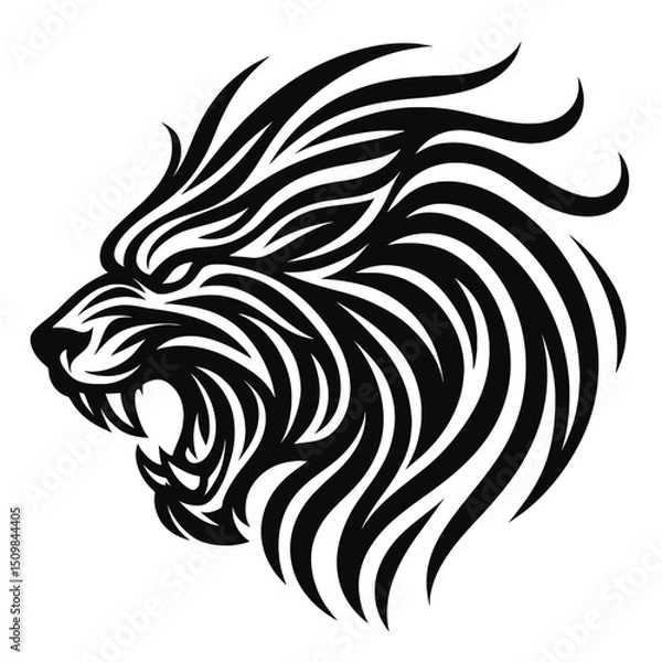 Fototapeta Dynamic vector composition with bold, curved tribal strokes