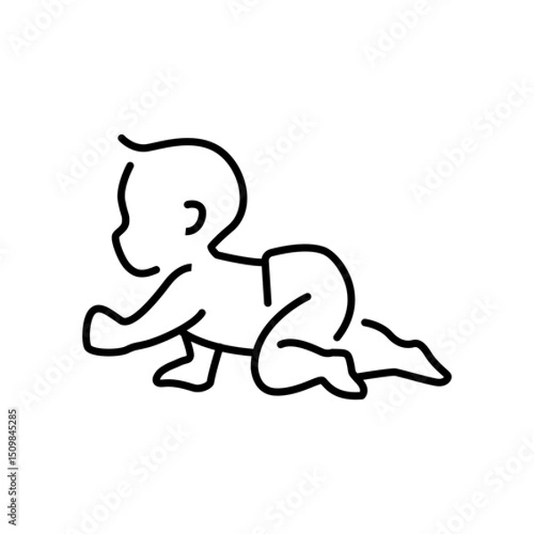 Obraz The baby is crawling line icon. Simple outline style. Toddler development. Early childhood
