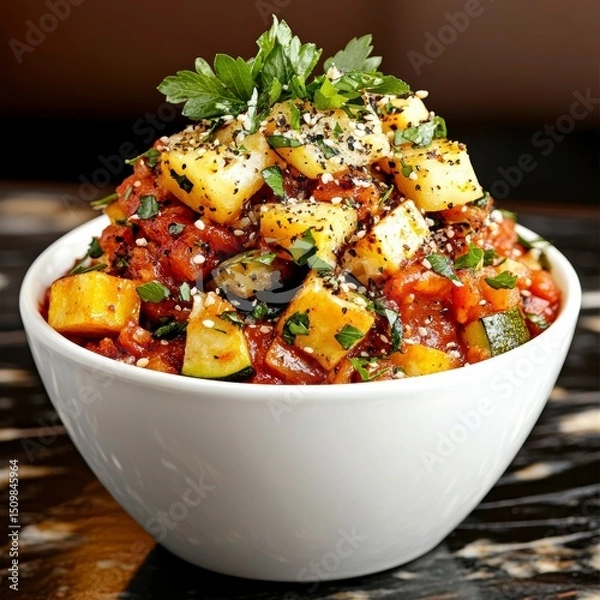 Obraz Summer Vegetable Medley Roasted Zucchini, Squash, and Tomato Bowl