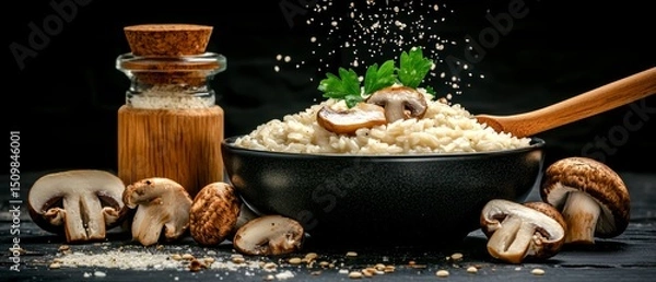 Obraz Delicious Creamy Mushroom Risotto Recipe A Culinary Delight