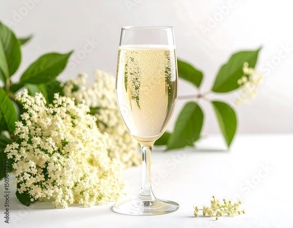 Obraz Sparkling wine and elderflower