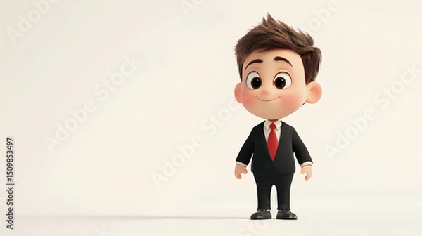 Fototapeta animation of a little boy wearing a neat office shirt