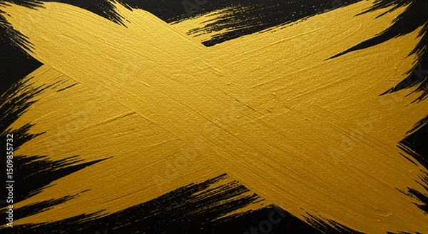 Obraz Gold and black style brush stroke background. Elegant Gold and Black Brushstrokes Background Design. gold brushstrokes against a deep black backdrop.