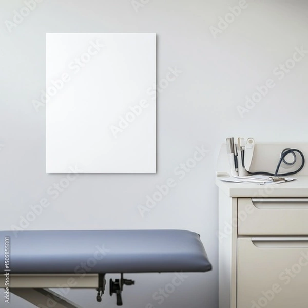 Obraz A white wall with a blank white poster on it